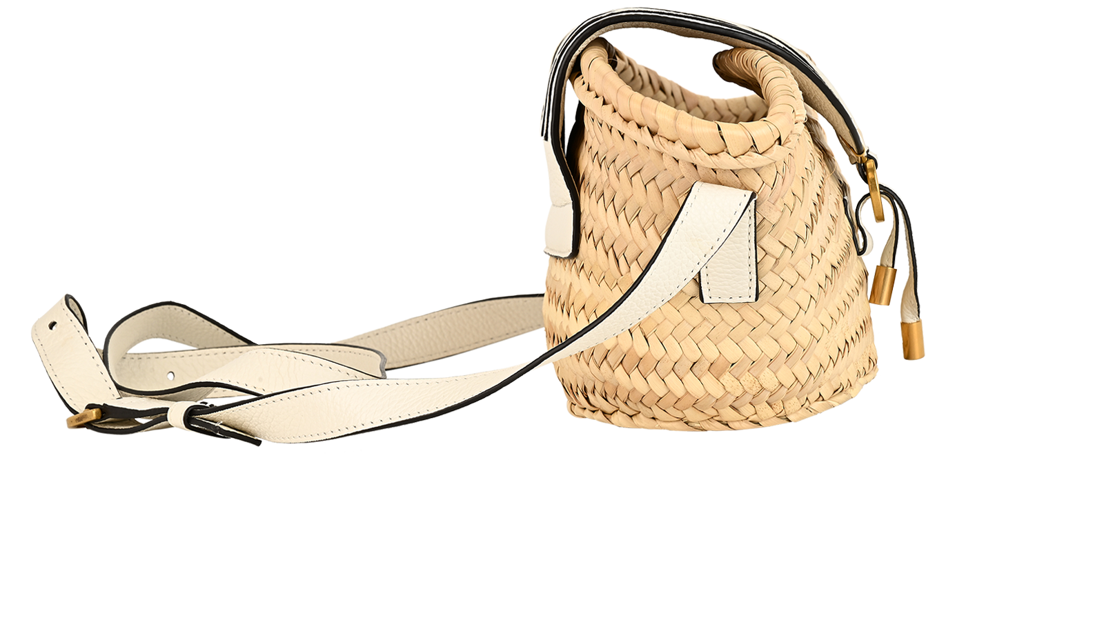 Mini Marcie Basket Bag, &pound;195, Handbags, White, Raffia, Side view